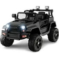 thumbnail image 1 of OLAKIDS Kids Ride On Truck, 12V Electric Vehicle Jeep Car with Remote Control, Toddlers Battery Powered Toy with 2 Speeds, Spring Suspension, Double Open Doors, LED Lights, Music, USB, Mp3 (Black), 1 of 9