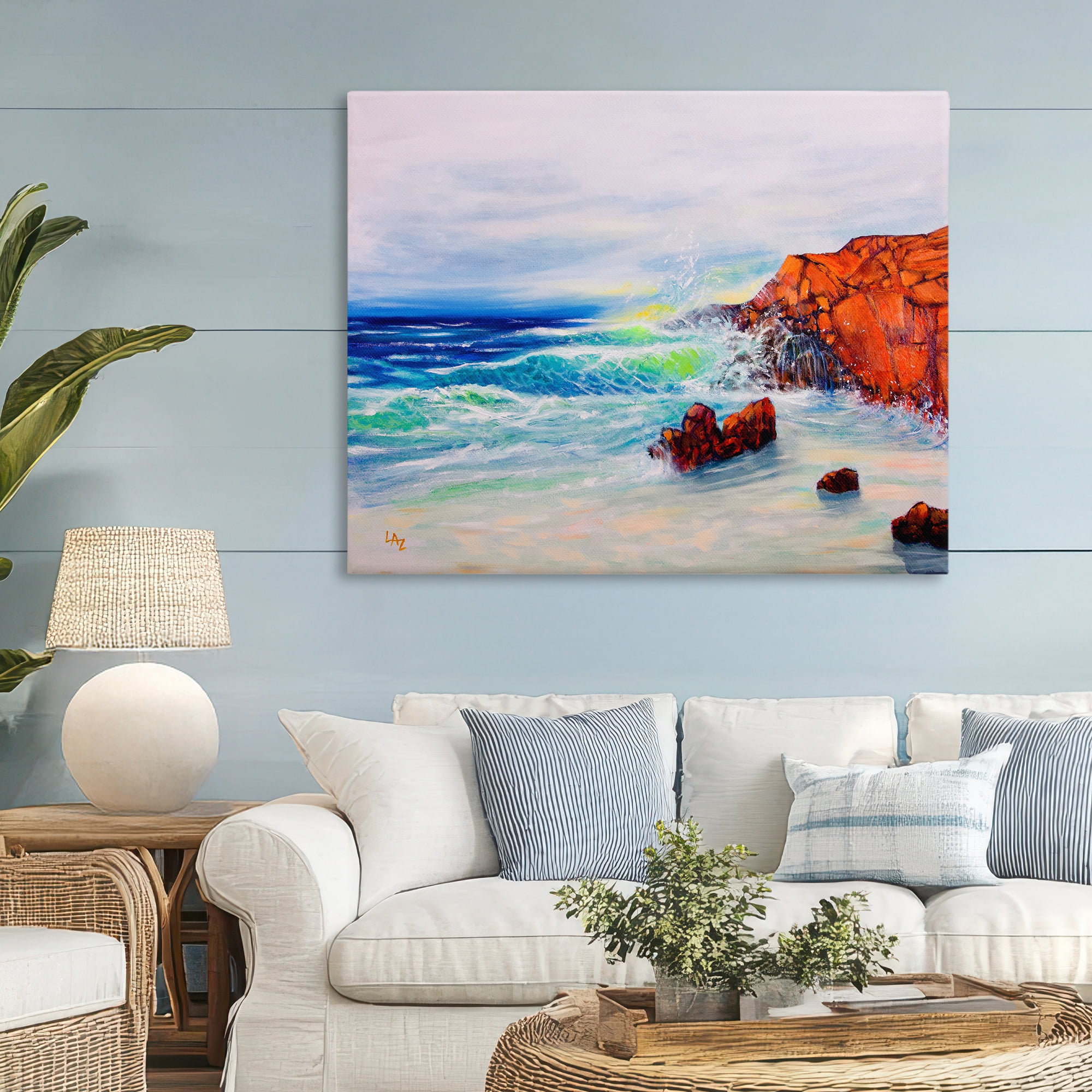 Stupell Industries Deep Blue Rocky Beach Canvas Wall Art, design by Lee Ann Zirbes