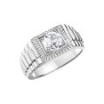 thumbnail image 4 of RYLOS Men's Ring Sterling Silver Ring, 7MM Round Shape Gemstone Designer Style Rings White Topaz April Birthstone Rings Silver Size 10, 4 of 7