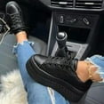 thumbnail image 5 of Women Shoes Solid Color Leather Round Toe Lace Up Platform Casual Shoes Black 6.5 platform shoes for women platform sneakers for women womens platform shoes, 5 of 5