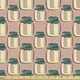 thumbnail image 1 of Pastel Fabric by the Yard, Retro Nostalgic Sketch Drawn Jars Cartoonish Outline in Soft Tones, Decorative Upholstery Fabric for Chairs & Home Accents, Pale Salmon Teal and Cream by Ambesonne, 1 of 5