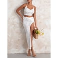 thumbnail image 3 of Biezeib Women’s Two Piece Summer Outfits Sleeveless Halter Lace Tops and Thigh Split Long Skirt Set Beachwear, 3 of 6