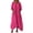 Hot Pink, variant on Linen Dress Women Asymmetrical Maxi Dresses Plus Size 3/4 Sleeve Dress Solid V Neck Casual Dress with Pockets Coffee M