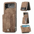 thumbnail image 1 of SaniMore for Samsung Galaxy Z Flip 4 6.7" 2022 Case, Detachable Zipper Wallet Card Slots Kickstand Wireless Charging Wear-resistant PU Leather Shockproof Folding Case for Galaxy Z Flip 4, Brown, 1 of 10