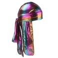 thumbnail image 4 of Rainbow Satin Breathable Rag Cancer Chemo Headwrap Long Tail Caps, 4 of 7