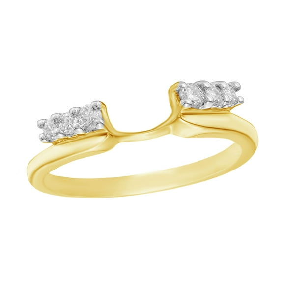 AFFY White Natural Diamond Solitaire Enhancer Guard Ring In 14k Yellow Gold (1/5 Cttw)