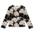 thumbnail image 4 of LTTVQM Tunic Tops for Girls 4-5 Long Sleeve Casual Fall Winter Floral Print Tunic Blouses Basic Crew Neck Pullover Holiday Shirts Beige 4-5 Years, 4 of 4