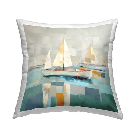 Stupell Industries Abstract Sailboat Fleet Decorative Printed Throw Pillow, 18 x 18