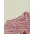 thumbnail image 6 of Suealasg Toddler Girls Autumn Winter Knit Sweater Long Sleeve Crewneck Letters Print Knitwear Pullover Tops 1T 2T 3T 4T 5T Kids Girls Fall Clothes, 6 of 7
