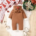 thumbnail image 6 of Otqutp Baby Deer Full Zip Hooded Bodysuit Soft Plush Animal Jumpsuit Newborn Long Sleeve Warm Romper Casual Infant Outfit for Christmas, 6 of 7