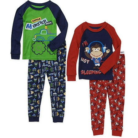 Faded Glory Baby Boys' Tight Fit Pajamas, 2 Sets