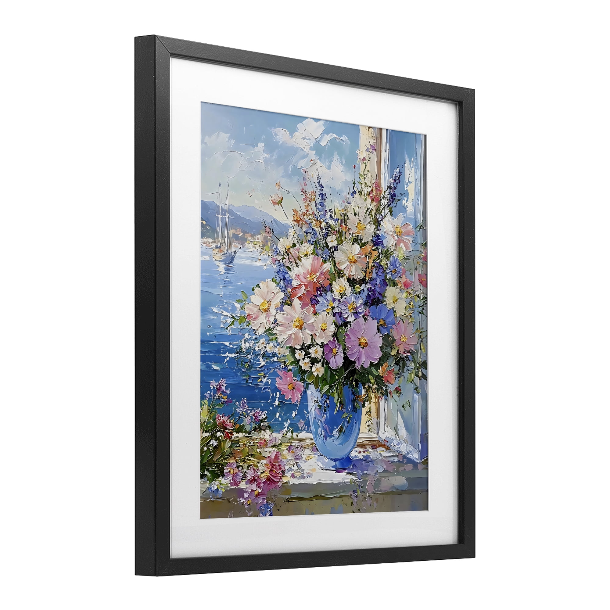 Stupell Industries Beautiful Bouquet on Ledge Black Framed Print Under Glass, design by Creative Studio