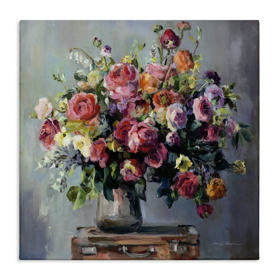 Stupell Industries Abundant Rose Bouquet Plants & Flowers Painting Wrapped Canvas Art Print Wall Art, 17 x 17