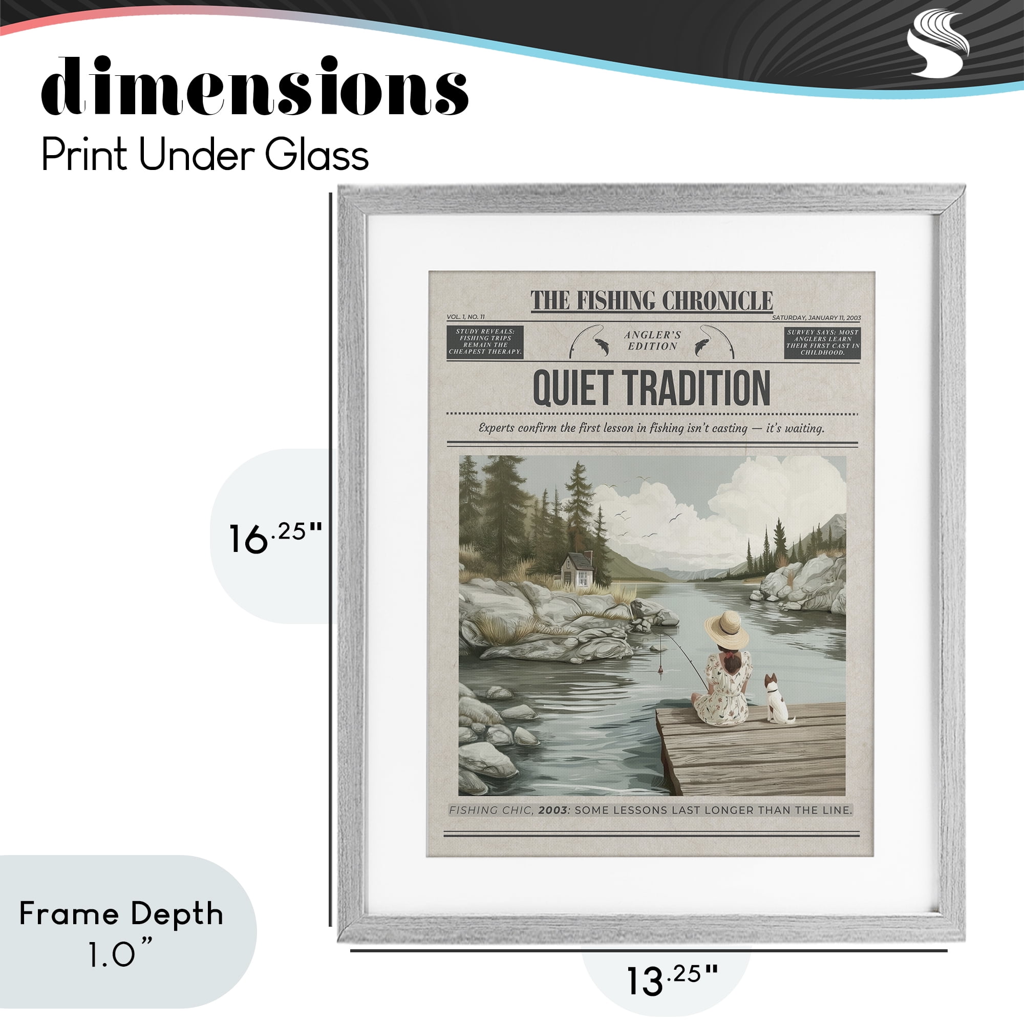 Stupell Industries Fishing Chronicle Magazine Gray Framed Print Under Glass, design by A Barefoot Stylist
