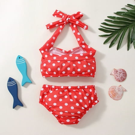 

Gubotare Baby Girl Bikini Kids Toddler Polka Dot Swimsuits Swimwear Beach Bathing Suit Bikinis Set Swim Wear Girl 10 Red 12-18 Months