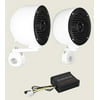 2 Rockville MS40B White 4" Tower Speakers+Memphis Amplifier For ATV/UTV/Cart