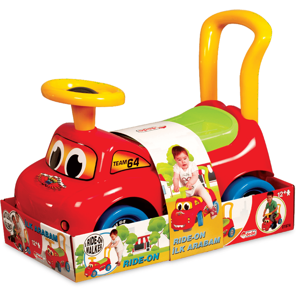 Dede My First Car, Ride-on, Walker for kids, Red toy car, 1 year and up, Light and Portable, Fun