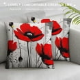 thumbnail image 3 of HENGT  Poppy Flower Square Throw Pillow Cover Red Poppies Soft Pillowcases Pillow Cushion Covers for Home Sofa Couch Garden Bench Living Room Car Decoration, Grunge Poppies Field, 3 of 5