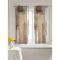 thumbnail image 3 of Brown Painting Tier Curtains 45 Inch Length,Sheer Curtains for Bedroom Living Room,Modern Abstract Retro Art Aesthetics Rod Pocket Voile Drapes Kitchen Curtains Small Half Window 27.5"x45" 2 Panels, 3 of 7