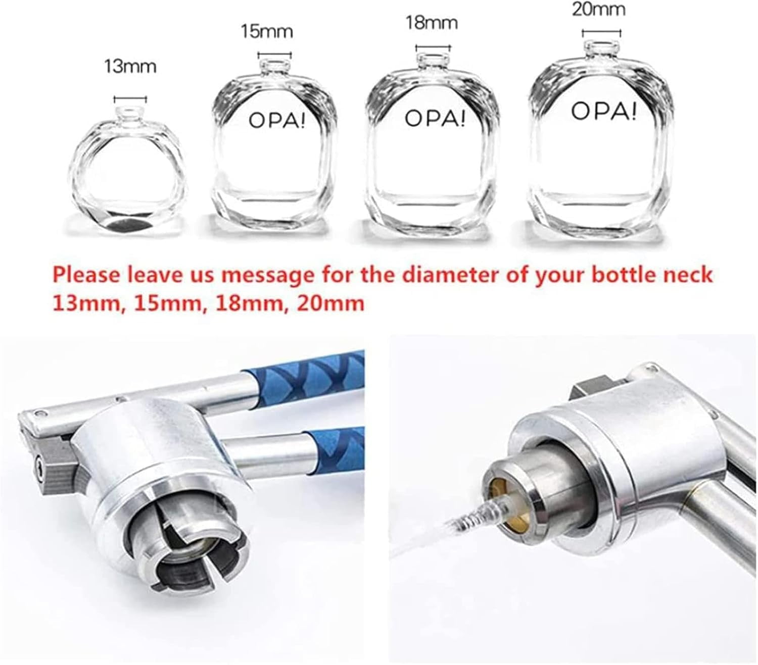 Manual Perfume Vial Sprayer Crimper, 13mm /15mm /18mm /20mm Handheld Bottle Sealing Machine Cap Capper Bottle Crimping Capping Tools,18mm