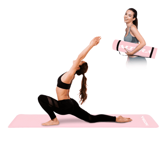 Tapete Para Yoga Altera NBR1216 C/ Correa Fitness 183 x 61cm Color Rosa Pastel