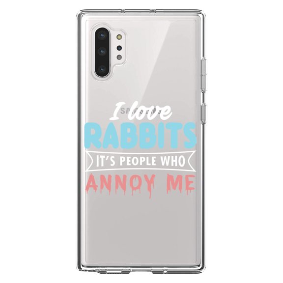 DistinctInk Clear Shockproof Hybrid Case for Galaxy Note 10 PLUS (6.8" Screen) - TPU Bumper Acrylic Back Tempered Glass Screen Protector - Love Rabbits - People Annoy Me