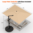 thumbnail image 4 of TASKBAY 9x12 FT Cantilever Patio Umbrella with Base- Large Offset Heavy-Duty Aluminum Umbrella with 360° Rotation, 6 Tilts, Outdoor Umbrella for Pool Deck, Square, Beige, 4 of 8