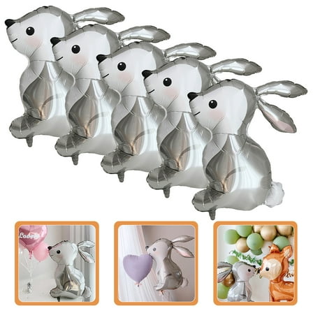 UPOUART Bunny Balloons Grey Aluminum Film 5Pcs