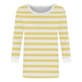 thumbnail image 5 of HongQid Womens 3/4 Sleeve Striped Crewneck T-Shirts Color Block Short Sleeve Tops Casual Basic Tee, 5 of 5
