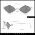 thumbnail image 5 of Womens Upside Down Half Rim Diamond Shape Rimless Metal Frame Sunglasses Gold - Black, 5 of 8