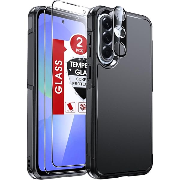 wonima11 for Samsung Galaxy A36 5G/A56 5G Case with 2 Pack Screen Protector, Upgrade Slide Camera Cover & Kickstand, Lanyard Strap, Military Grade Shockproof Heavy Duty Robust Bumper Phone Case, Black