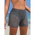 thumbnail image 5 of Charmo Womens Solid Mesh Swim Shorts High Waist Swimsuits Bottoms, 5 of 7