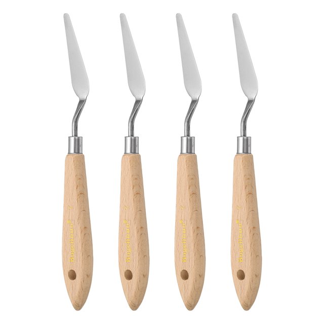 4 Pieces 7# Painting Palette Knife Pointy Stainless Steel Art Spatula Scraper Mixing Tools