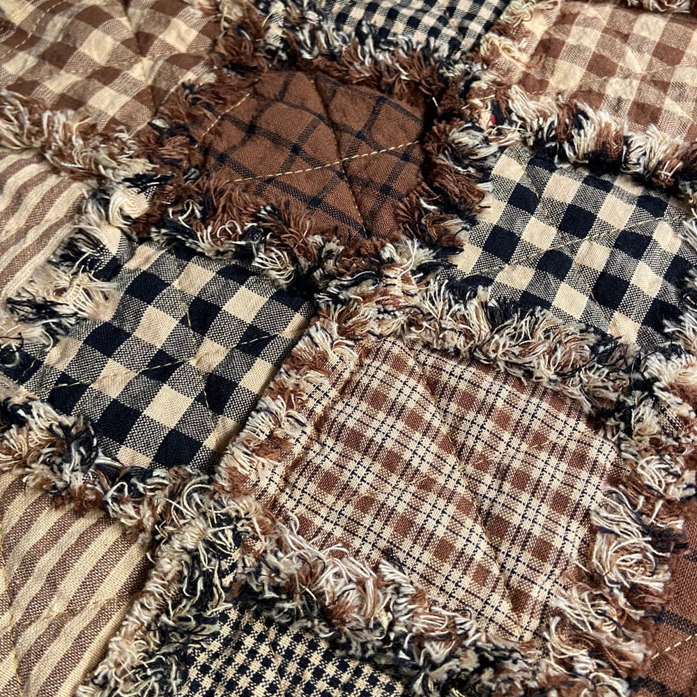 JCS Brown & Black Plaid Homespun Ragged Quilt Kit(200+ six-inch Squares)