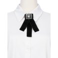thumbnail image 4 of INSPIRE CHIC Women's Velvet Pre-Tied Bowknot Brooch Pin with Rhinestone for Wedding Party Black, 4 of 5