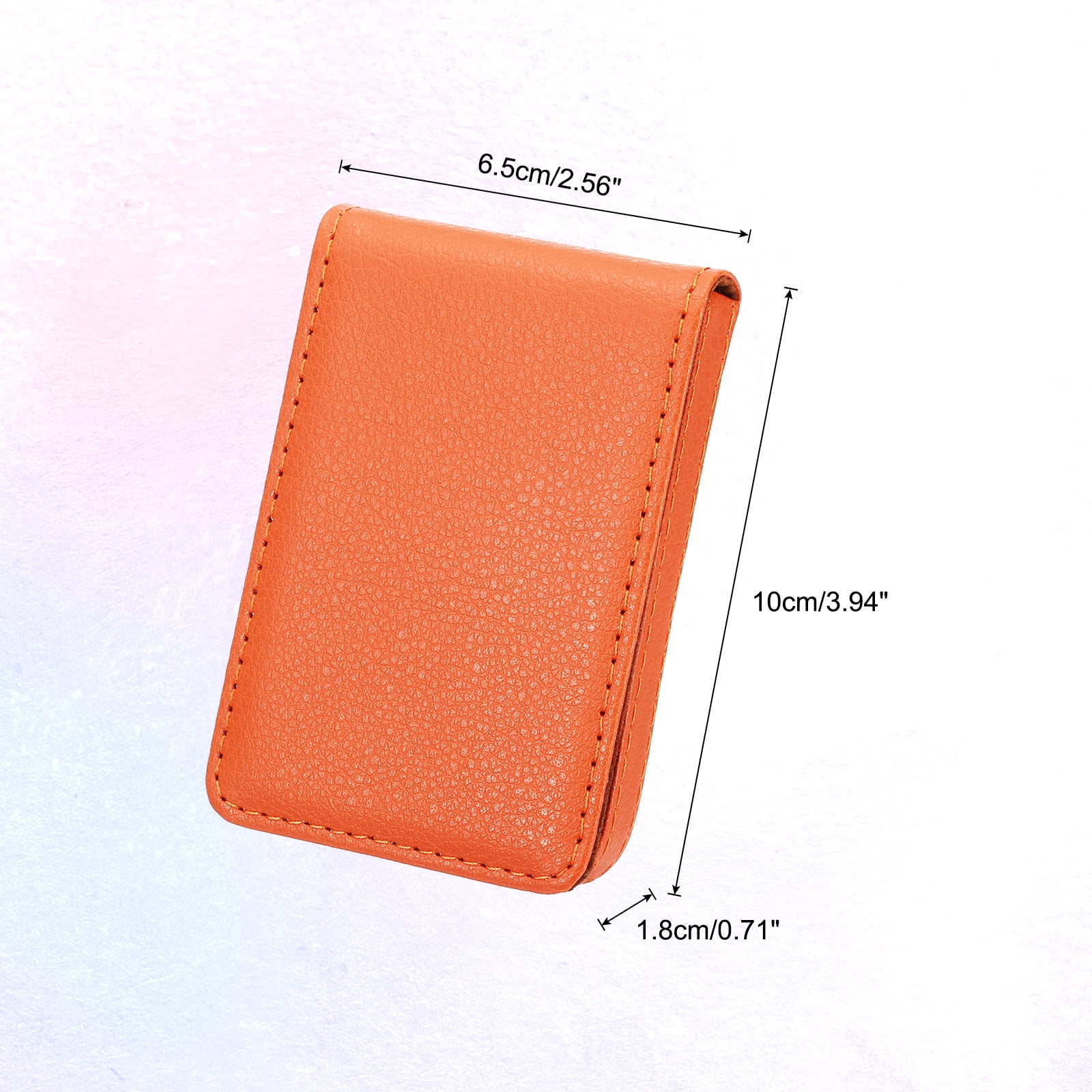 Unique Bargains PU Leather Business Card Holder Wallet with Magnetic Closure Orange