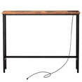 thumbnail image 3 of 39.4" Narrow Console Sofa Table with Power Outlets and USB Ports, Skinny Couch Table with Metal Frame and Charge Station with 4.9ft Extension Cord, Rustic Brown, 3 of 12