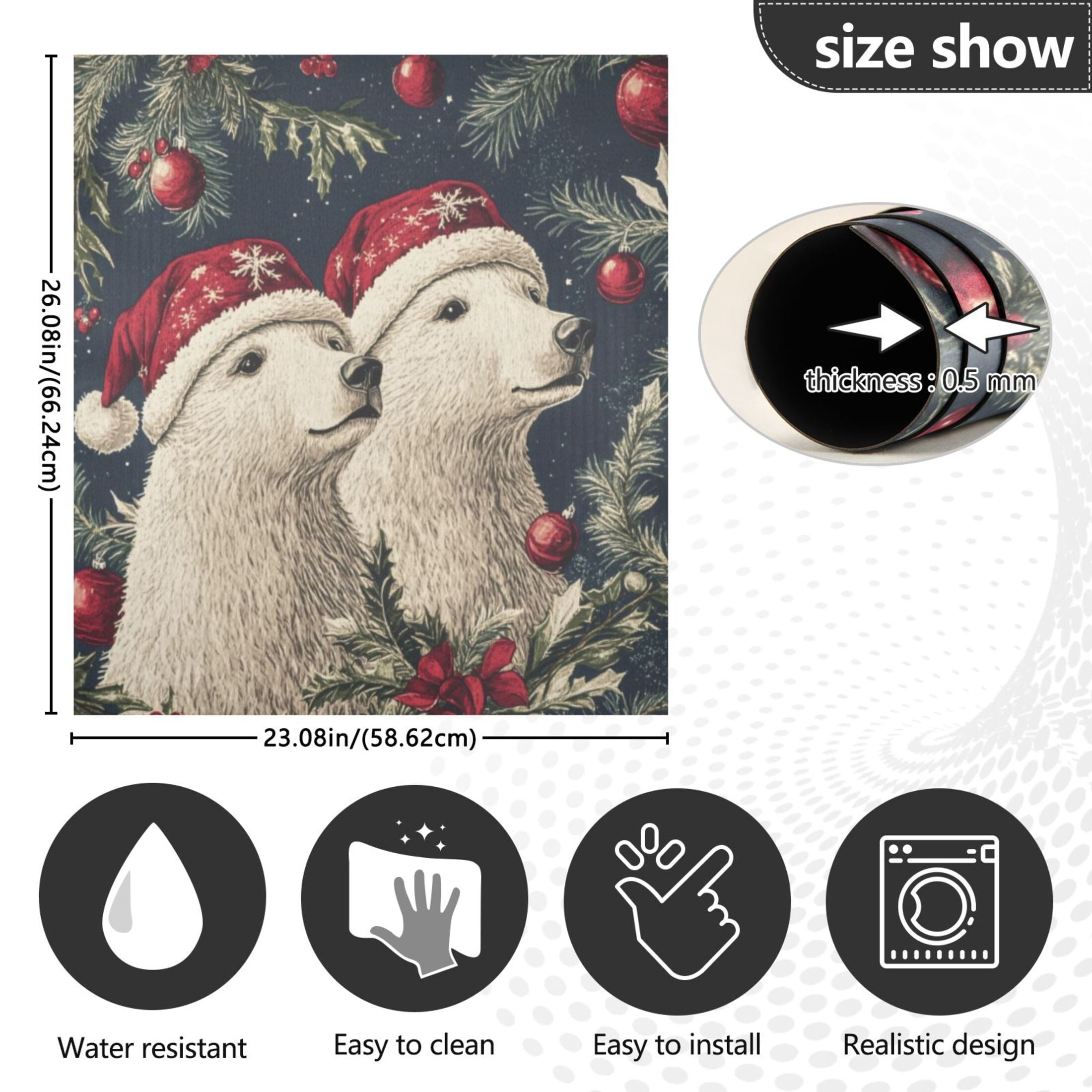 Dishwasher Magnetic Sticker 23x26 Inch Refrigerator Magnetic Sticker Washing Machine Magnetic Sticker Kitchen Panel Magnetic Sticker Home Decor Two Christmas Bears