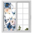 thumbnail image 2 of Vintage Blue Floral Window Privacy Film, Farmhouse Watercolor Flower Butterflies Static Cling UV Sun Blocking Tint Film Heat Control Windows Films for Bedroom Bathroom, Window Stickers 23.6"x59", 2 of 8
