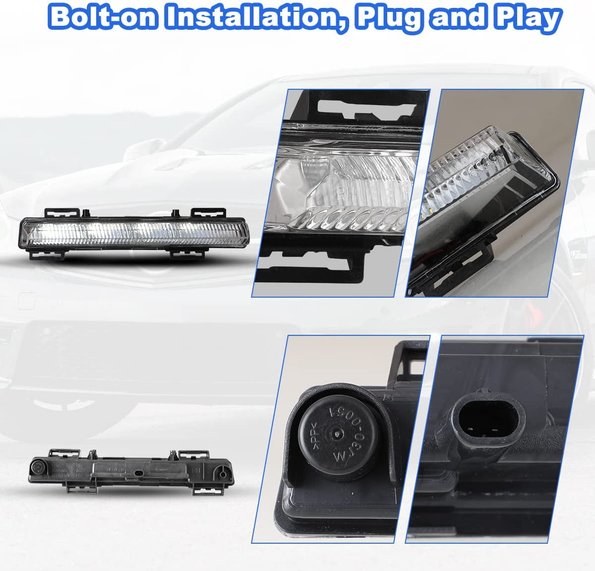 Led Fog Lights and Daytime Running Lights Assembly for 2012-2014 Mercedes Benz C200/C300/C63 AMG, Fog Lights for 2012-2015 Mercedes Benz C250/C350 (DRL Model only)