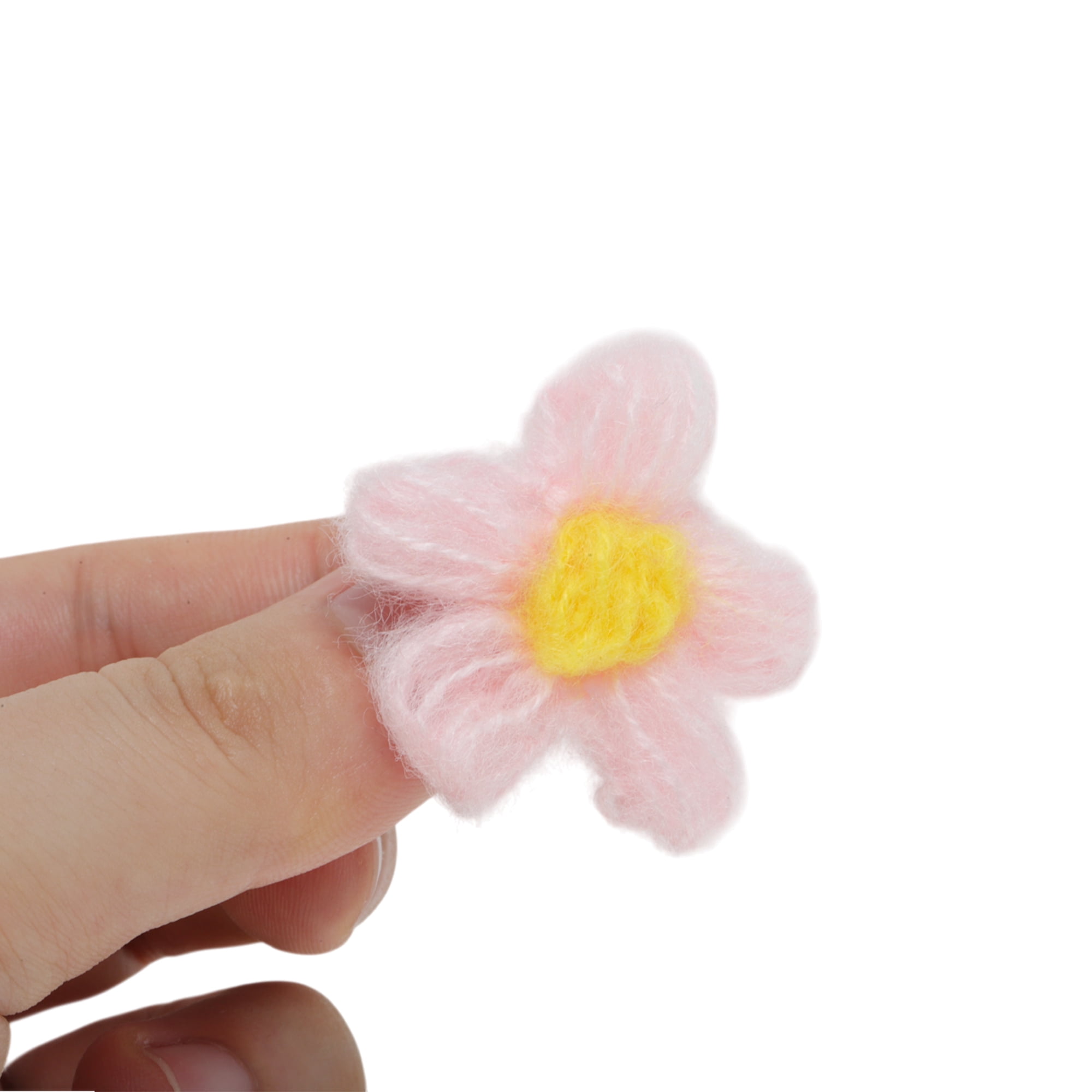 Unique Bargains Wool Yarn Flower Shoelace Charms 1 Pair Pink