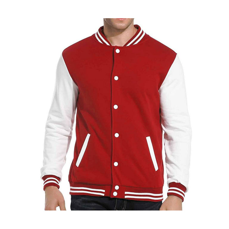 High School Red and White College Varsity Jacket for Women