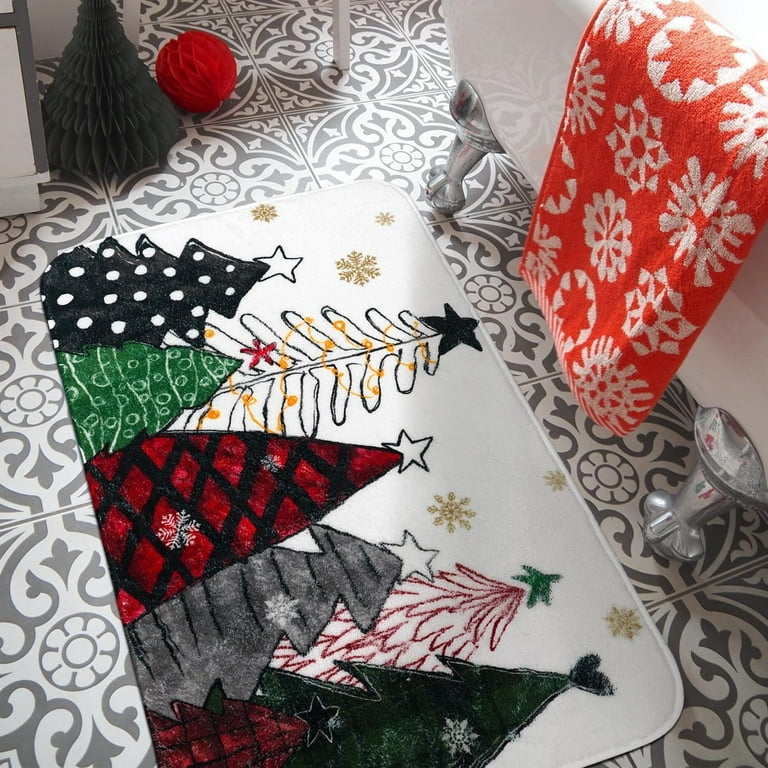 Christmas Bathroom Rugs Non-Slip Cute Bath Mat 20”x32”,Christmas