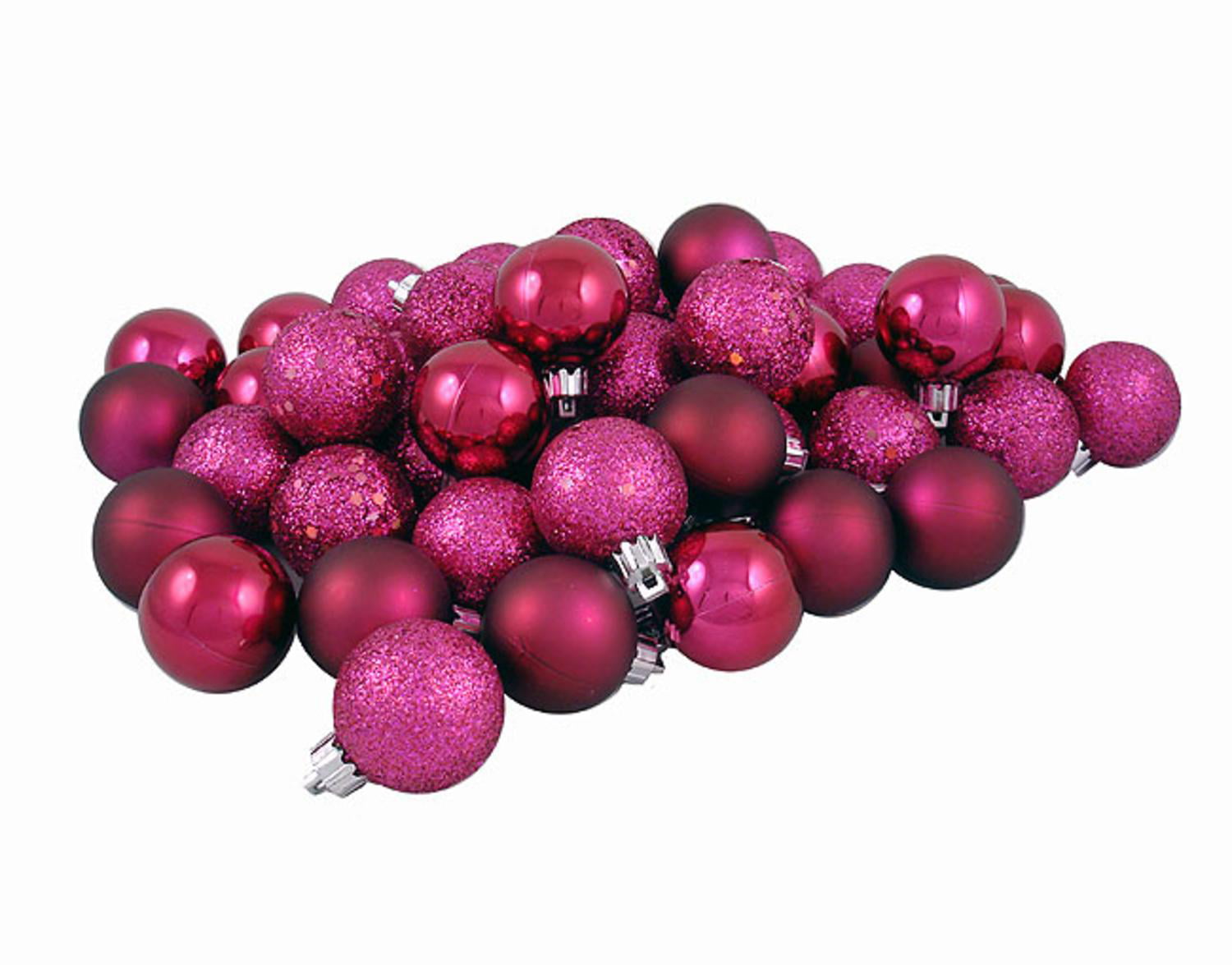 32ct Red Raspberry Shatterproof 4-Finish Christmas Ball Ornaments 3.25 ...