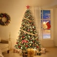 thumbnail image 6 of Luku Pre-Lit Flocked Artificial Christmas Tree with Pine Cones, Warm LED Lights, Full Lush Branches, Stable Metal Stand, Multiple Sizes (4.5/6/7.5/9 ft), 6 of 7