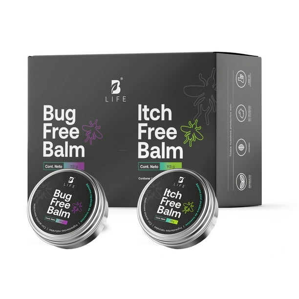 Kit De 2 Bálsamos Anti-Picaduras De Insectos y Para Picaduras de Insectos | De 113g c/u | Bug & Itch Free Balm Kit | B Life.