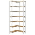 thumbnail image 5 of Finmind 7-Tier Etagere Bookcase, 78.74 Inch Industrial Corner Display  Bookshelf, Freestanding Wood and Metal Corner Shelf for Living Room, Kitchen, Home Office, Light Brown and White, 5 of 8