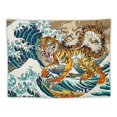 thumbnail image 5 of Asian Tapestry, Chinese Dragon and Tiger in The Landscape with Waterfall Wall Tapestry, Wall Art Hanging for Bedroom Living Room Dorm, 5 of 6