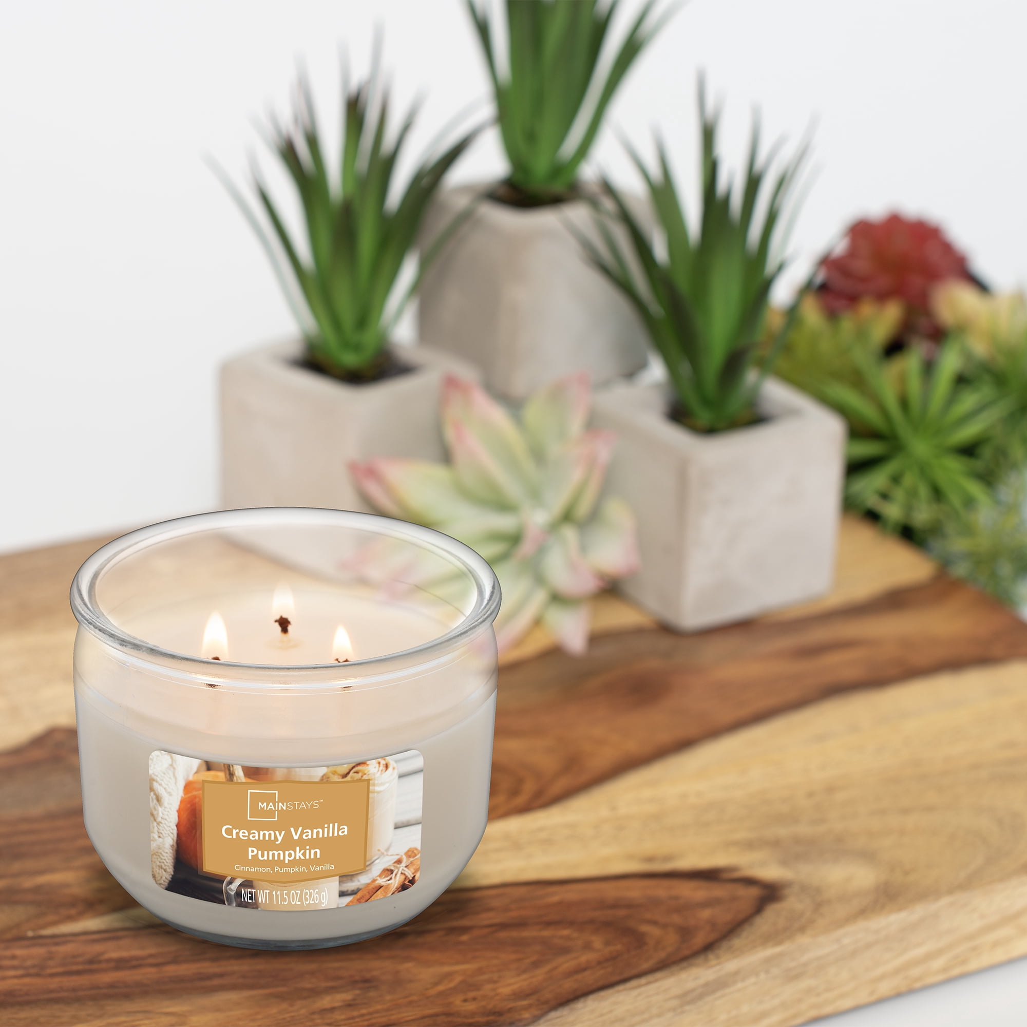 Mainstays Creamy Vanilla Pumpkin 3-Wick Jar Candle, 11.5 oz