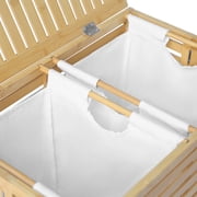 VEIKOUS Foldable Laundry Hamper, Sturdy Bamboo Laundry Basket w/ Lid and Liner Bag, Natural